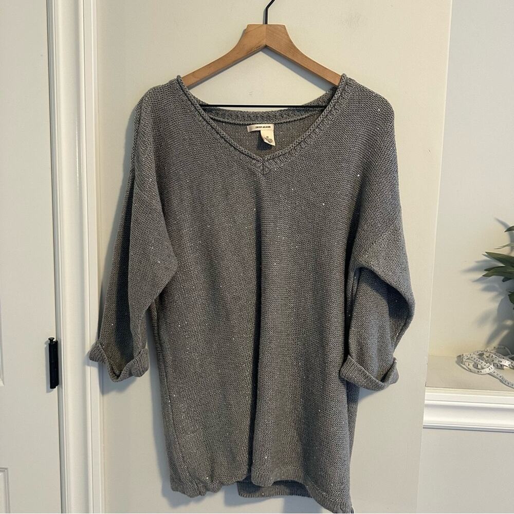 DKNY Jeans Gray Sequin Sweater 2X - Picture 10 of 12